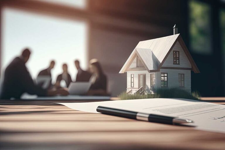A homeowner reviews printed property sales data and notes while sitting at a kitchen table with sunlight streaming in.